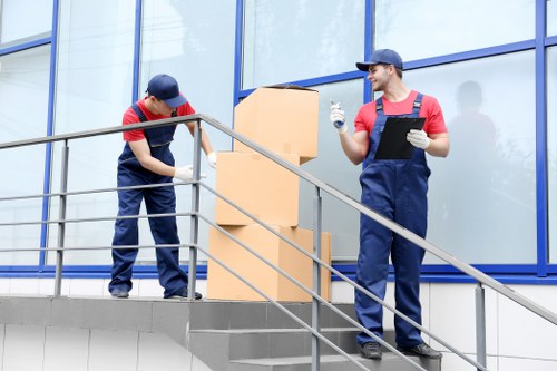 House movers preparing a local Waterloo home move